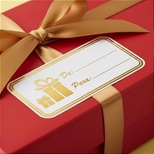 Adesivo "De/Para" - Ref. 2111 - Hot Stamping - Dourado - 100 unidades - Stickr - Rizzo