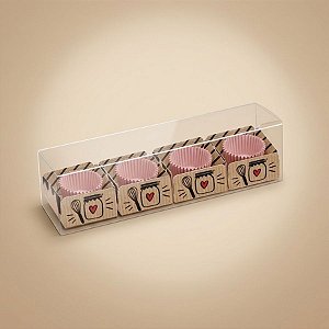 Caixa de Acetato para 4 Brigadeiros - Kraft Doçura Sortida - 10 unidades - Cromus - Rizzo