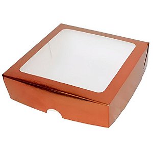 Caixa com Visor S21 (15cmx15cmx4cm) - Rosê - 10 unidades - Assk - Rizzo