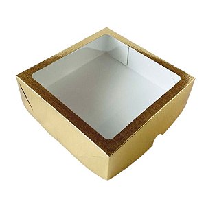 Caixa com Visor S21 (15cmx15cmx4cm) - Dourada - 10 unidades - Assk - Rizzo