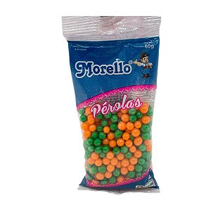 Confeito Pérola Média Mista Páscoa - Verde e Laranja - 60g unidades - Morello - Rizzo