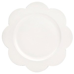 Sousplat com Borda Floral - Branco - 32cm - 1 unidade - Cromus - Rizzo
