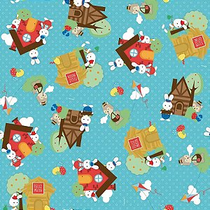 Folha para Ovos de Páscoa 3 Coelhinhos Turquesa 69x89cm - 5 unidades - Cromus - Rizzo
