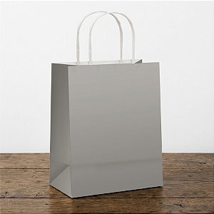Sacola de Papel G 32x26,5x13 - Prata Fosco - 10 unidades - Cromus - Rizzo