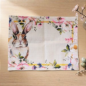 Jogo Americano Retangular - Coelho Rosas - 46x36cm - 1 unidade - Rizzo