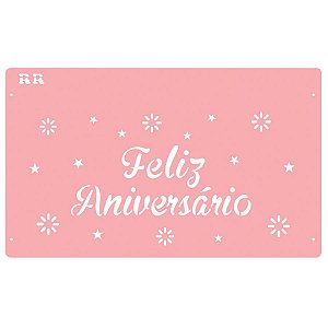 Stencil Feliz Aniversário 1 - Ref.3043 - 30x18cm - 1 unidade - RR Cortadores - Rizzo