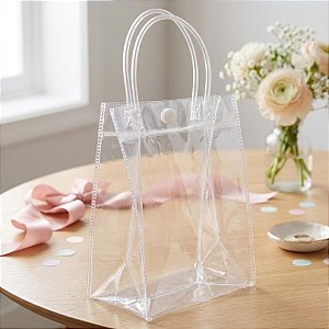 Sacola Transparente Botão - 23x11x33cm - 1 unidade - Rizzo - Rizzo