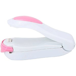 Selador de Embalagens Portátil - Branco e Rosa - 10x4x5 cm - 1 unidade - Clink - Rizzo