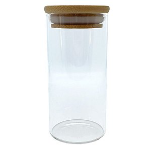 Pote de Vidro Hermético com Tampa de Bambu - 6x12cm - 250ml - 1 unidade - Rizzo