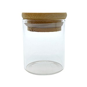 Pote de Vidro Hermético com Tampa de Bambu - 5x6cm - 75ml - 1 unidade - Rizzo