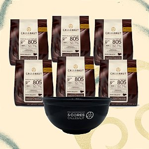 Kit Promocional 6 Chocolates Callebaut Amargo 805-BR-D94 Gotas 400g + Bowl Preto - Callebaut - Rizzo