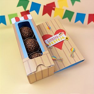 Caixa Cartão para 3 Doces Simbora Festejá - 4x12x4cm - Ref. C4959 - 10 unidades - Ideia Embalagens - Rizzo