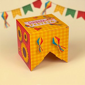 Caixa Bandeirola Simbora Festejá - 9x9x9cm - Ref. C4960 - 10 unidades - Ideia Embalagens - Rizzo