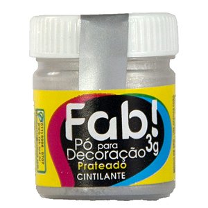 Pó para decoração prateado cintilante 3g Fab