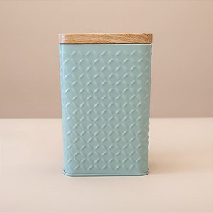 Lata de Metal Quadrada Texturizada - Azul - 10,5x16cm - 1 unidade - Rizzo