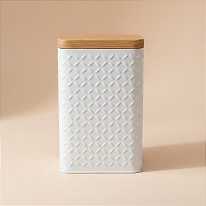 Lata de Metal Quadrada Texturizada - Branca - 10,5x16cm - 1 unidade - Rizzo