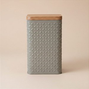 Lata de Metal Quadrada Texturizada - Cinza - 10,5x16cm - 1 unidade - Rizzo