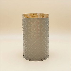 Lata de Metal Redonda Texturizada - Cinza - 11,5x7cm - 1 unidade - Rizzo