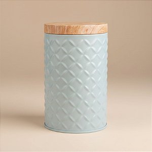 Lata de Metal Redonda Texturizada - Azul - 11,5x7cm - 1 unidade - Rizzo