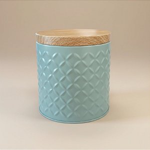Lata de Metal Redonda Texturizada - Azul - 10x10cm - 1 unidade - Rizzo