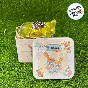 Lata de Metal de Páscoa - Casal de Coelhos - 6,5x7,5cm - 1 unidade - Rizzo