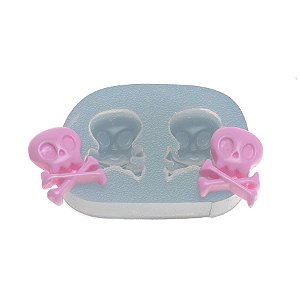 Molde de silicone Dupla de Caveiras Ref. 333 Flexarte Rizzo Confeitaria