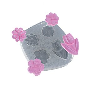 Molde de silicone Quarteto de Flores Athina Ref. 522 Flexarte Rizzo Confeitaria