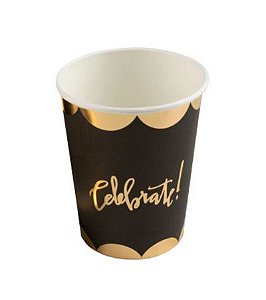 Copo de papel Celebrate Preto Biodegradável- 10 un - 270 ml - Silver Festas
