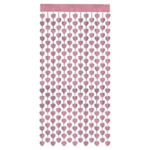 Cortina Decorativa Painel Mágico - Corações Lilás Metalizado - 1x2m - 1 unidade - Rizzo