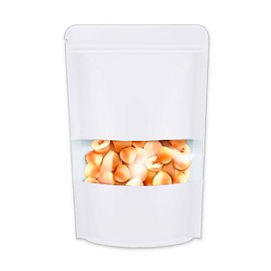 Saco de Papel Branco com Visor Stand Up Pouch Zip 15x22x4cm - Hermético e Impermeável Dentro e Fora - 50 un - Rizzo