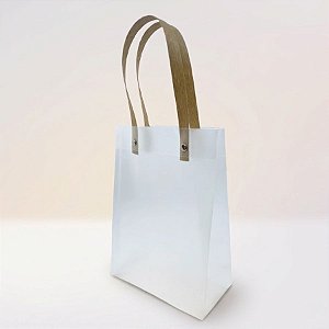 Sacola Transparente Fosca com Alça de Fibra - 21x15x7cm - 12 unidades - Rizzo