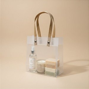 Sacola Transparente Fosca com Alça de Fibra - 15x13x7cm - 12 unidades - Rizzo