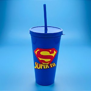 Copo com Tampa e Canudo - Super Pai - 600ml - 1 unidade - Rizzo