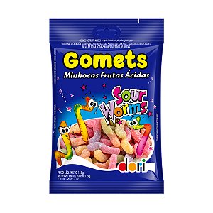 Bala de Goma Gomets Minhocas de Frutas Ácidas - 150g - 1 unidade - Dori - Rizzo