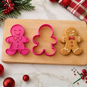 Kit Cortador e Carimbo Boneco (Gingerbread) 3D - Ref.1047  - 1 unidade - RR Cortadores - Rizzo
