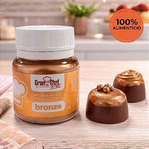 Pó Brilhante para Decoração Bronze 5g - 100% Alimentício - GranChef - Rizzo Confeitaria
