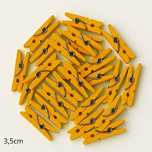 Mini Prendedor de Madeira Amarelo 3,5cm - 50 Unidades - Rizzo