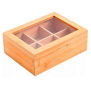 Caixa de Chá Mystic de Bambu - 21x16x7,4cm - 1 unidade - Rizzo