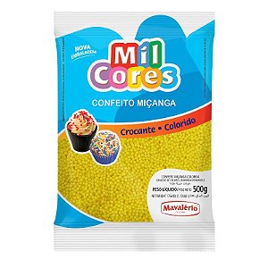 Confeito Miçanga Mil Cores Nº 0 Amarela  - 500 g  - Mavalério