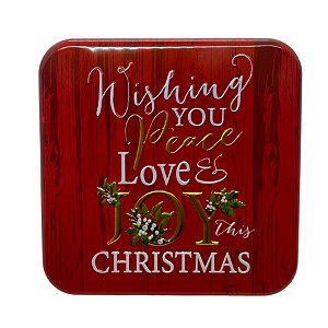 Lata de Metal de Natal Quadrada - Vermelha - 17x17x5,8cm - 1 unidade - Rizzo