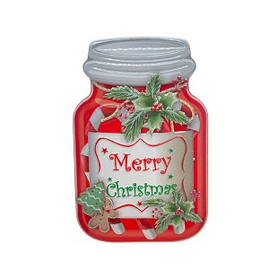 Lata de Metal de Natal - Pote Merry Christmas - 15x9,8x5,8cm - 1 unidade - Rizzo