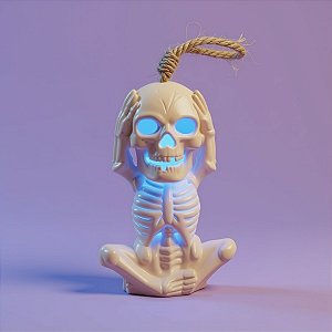 Enfeite Decorativo de Halloween - Mini Esqueleto Vela com Luz - 11cm - 1 unidade - Rizzo
