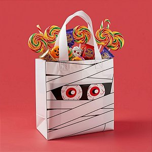Sacola de Plástico de Halloween - Múmia- 19x20x9cm - 1 unidade - Rizzo