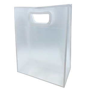 Sacola Transparente PVC com Alça - Branca - 40x30x12cm - 1 unidade - Rizzo