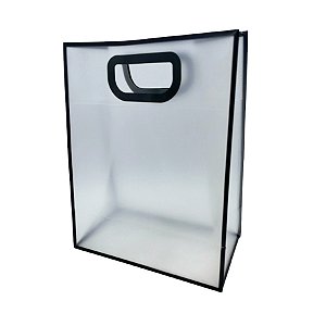 Sacola Transparente PVC com Alça - Preta - 25x30x15cm - 1 unidade - Rizzo