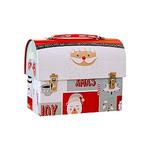Lata de Metal de Natal - Caixa Maleta Branco - 17cm - 1 unidade - Rizzo
