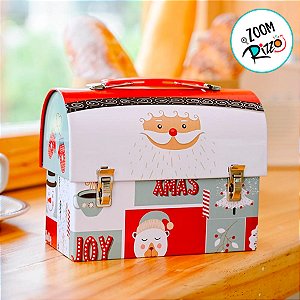 Lata de Metal de Natal - Caixa Maleta Branco - 17cm - 1 unidade - Rizzo