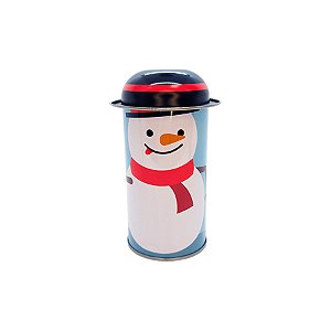 Lata de Metal de Natal - Boneco de Neve - Azul - 11cm - 1 unidade - Rizzo