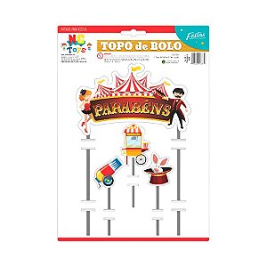 Topo de Bolo - Parabéns Circo - 4 unidades - Rizzo