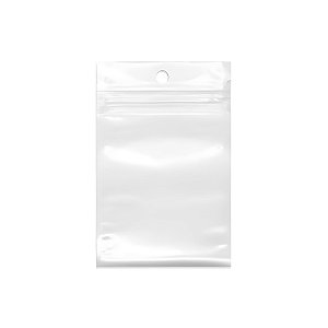 Saco Zip com Furo Fundo Branco - 8x14cm - 100 unidades - Rizzo